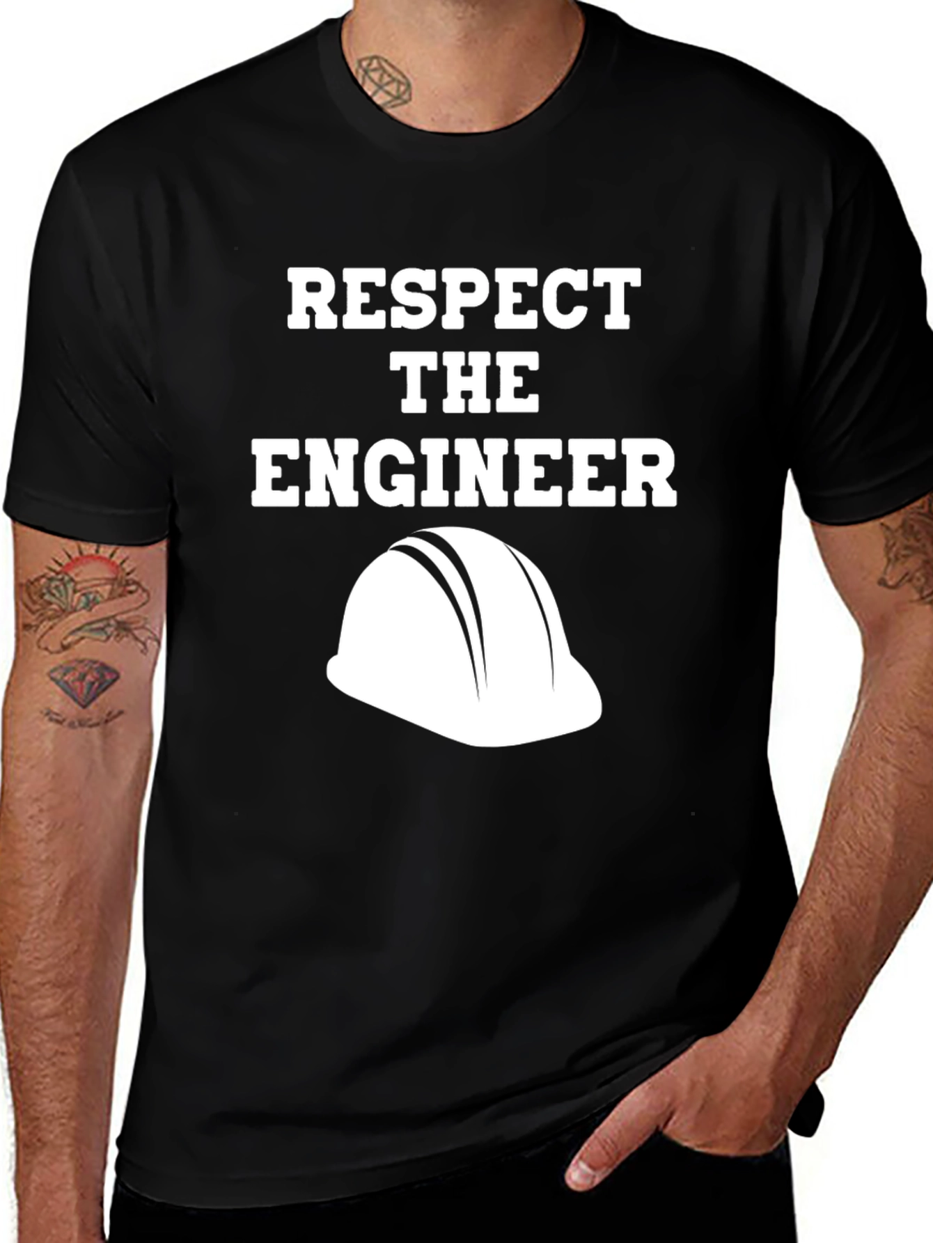 Variant 6 of Respect the Engineer T-Shirt - Hard Hat Graphic Tee