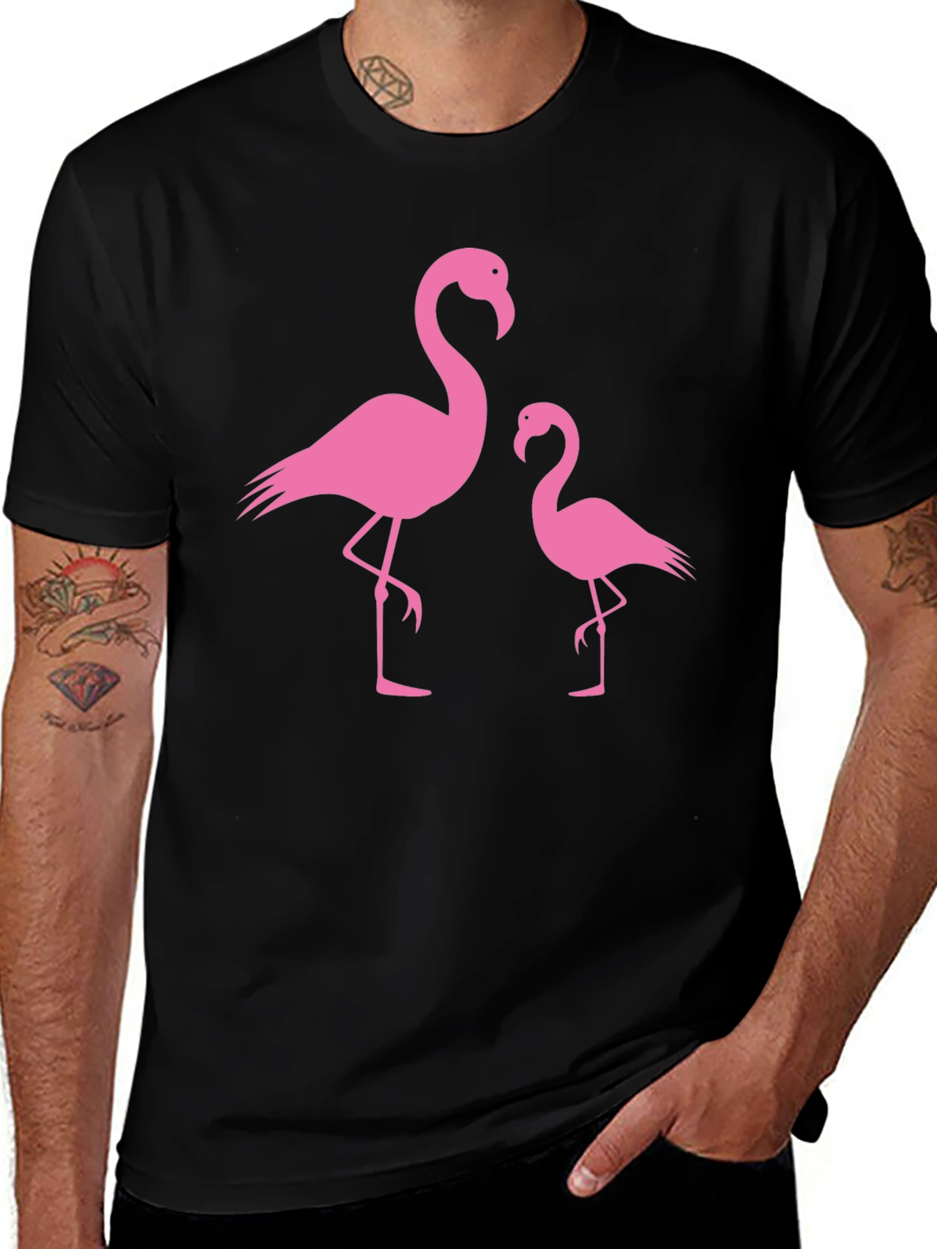 Variant 17 of Pink Flamingo Graphic Tee - Black