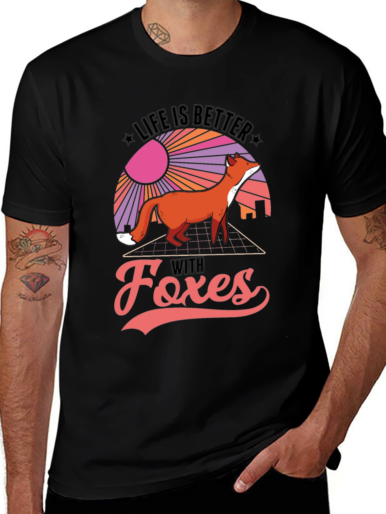Variant 20 of Life is Better With Foxes Black T-Shirt