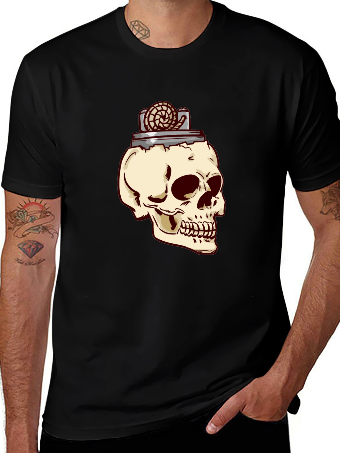 Variant 4 of Skull & Lighter Graphic T-Shirt - Casual Style