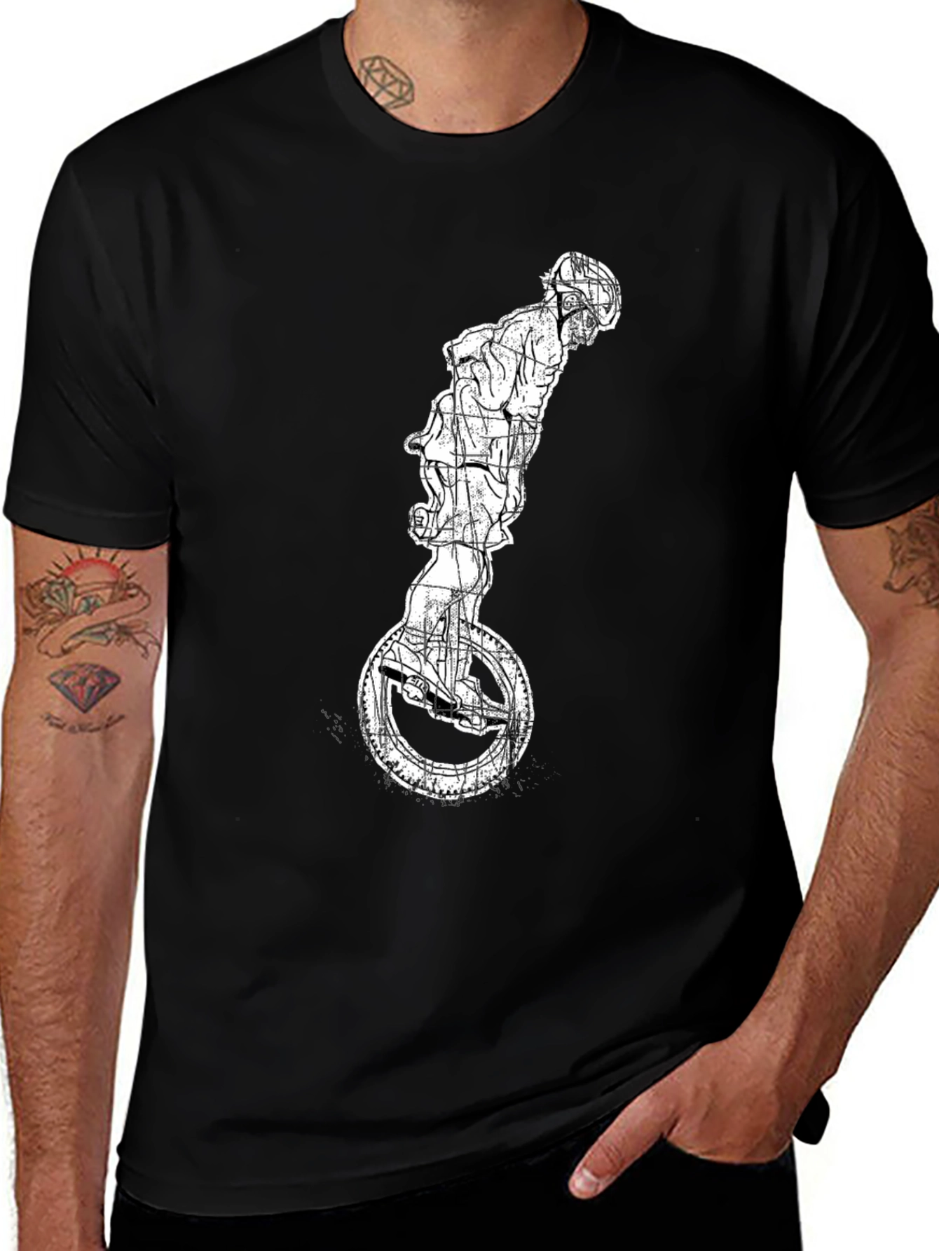 Variant 3 of Unicycle Rider Graphic Tee - Cool Black T-Shirt