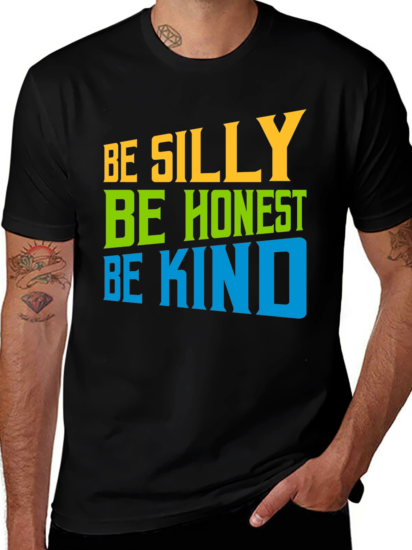 Variant 2 of Be Silly Be Honest Be Kind Graphic Tee - Black