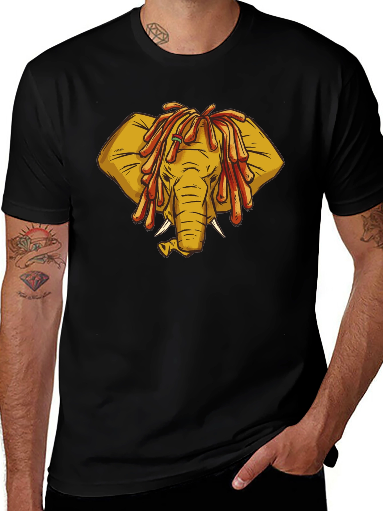 Variant 5 of Rasta Elephant Graphic Tee - Unique Design!