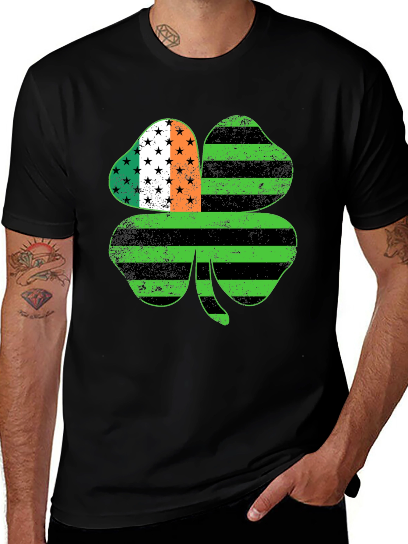 Black St. Patrick's Day Shamrock T-Shirt main image
