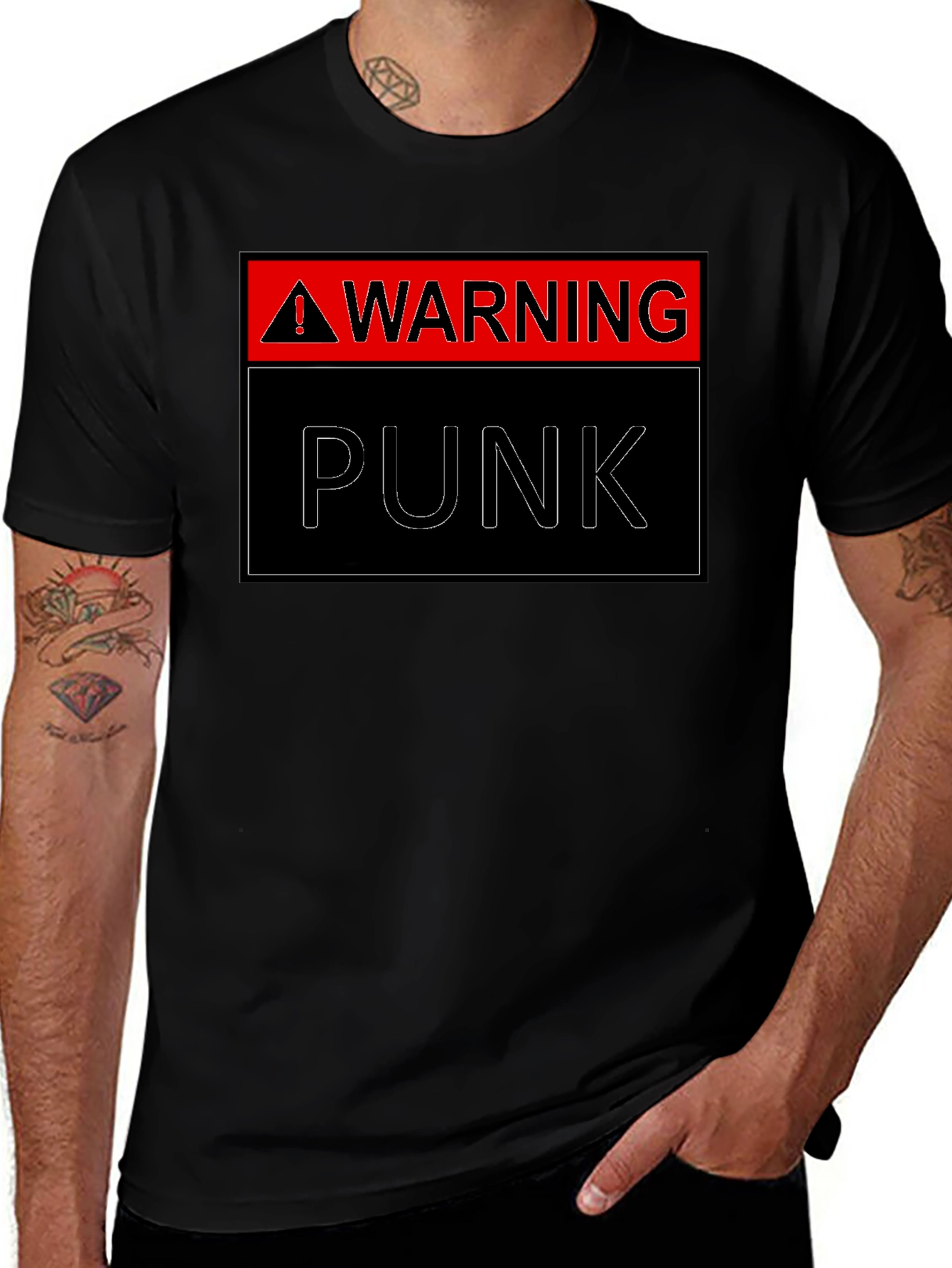 Variant 2 of Warning Punk Graphic Tee - Edgy Fashion Statement