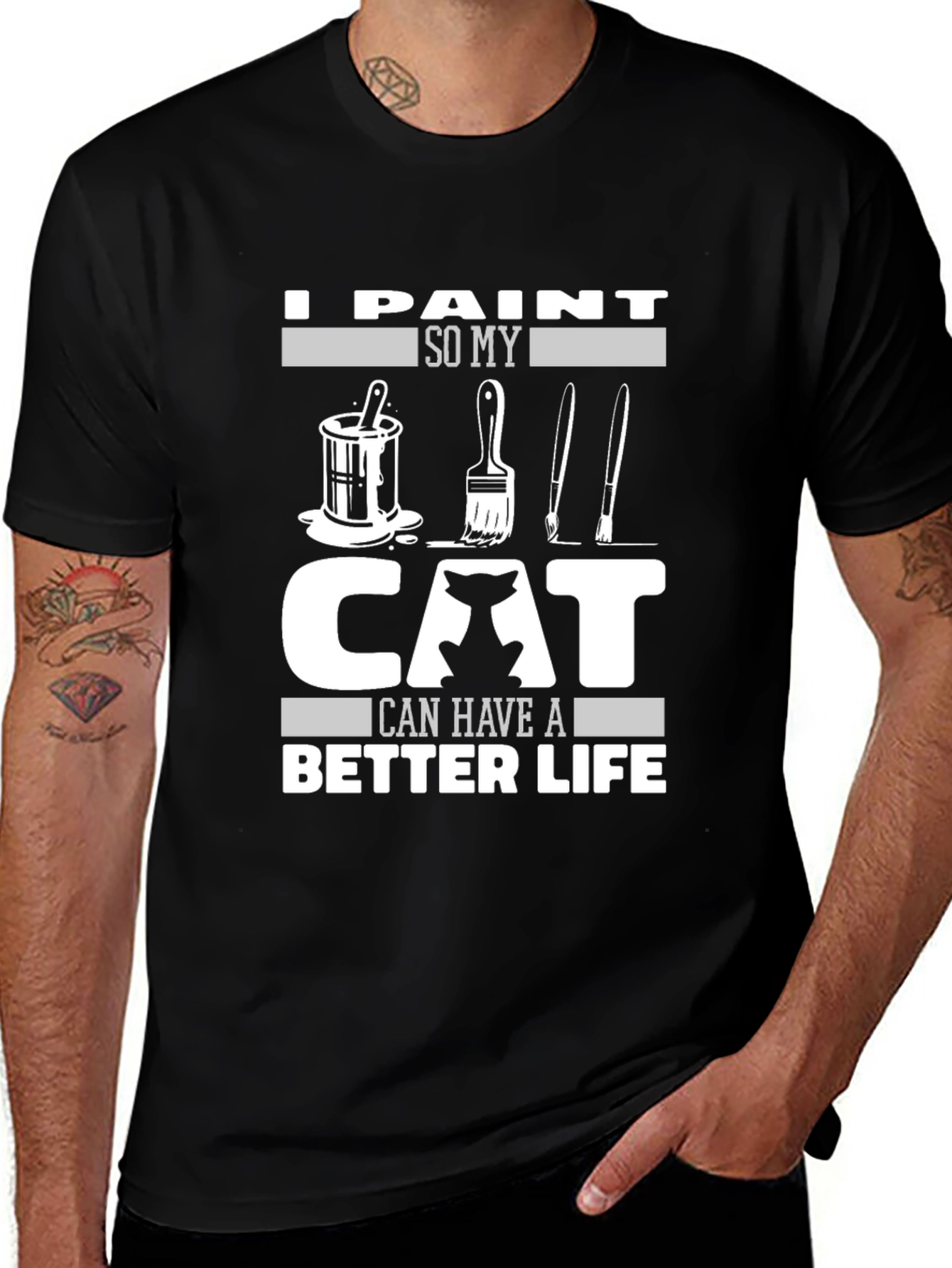 Variant 2 of I Paint So My Cat Can Have a Better Life Black T-Shirt