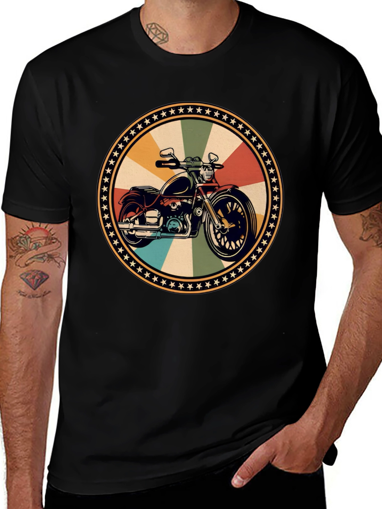 Variant 16 of Retro Motorcycle Graphic Black T-Shirt