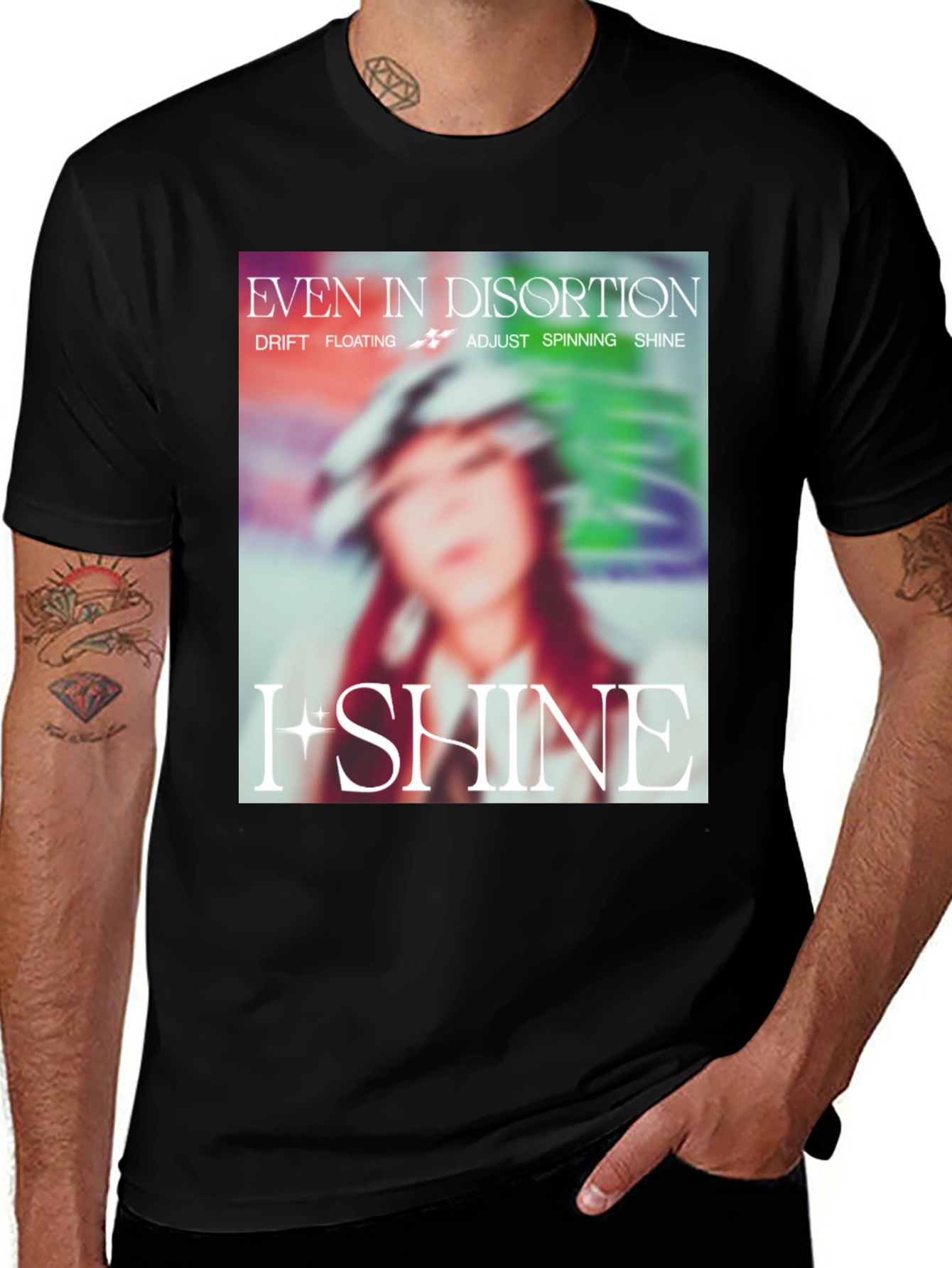 Black Even in Distortion I Shine Black T-Shirt main image