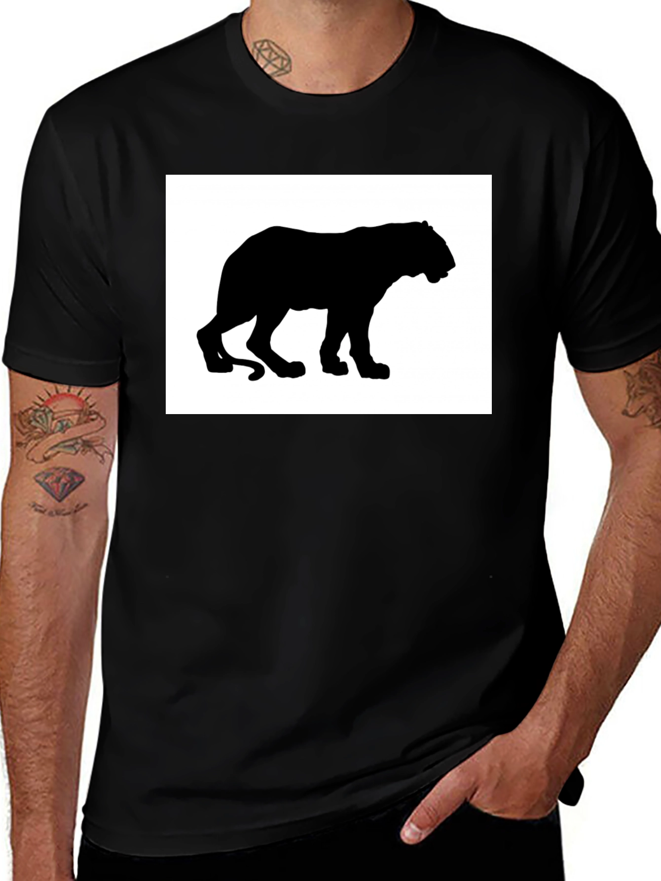 Variant 14 of Black T-Shirt with Lion Silhouette Graphic