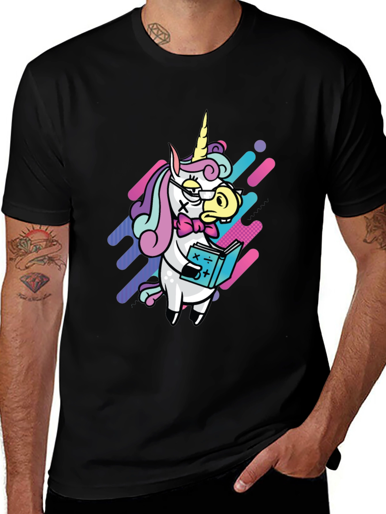 Variant 6 of Nerdy Unicorn T-Shirt - Black