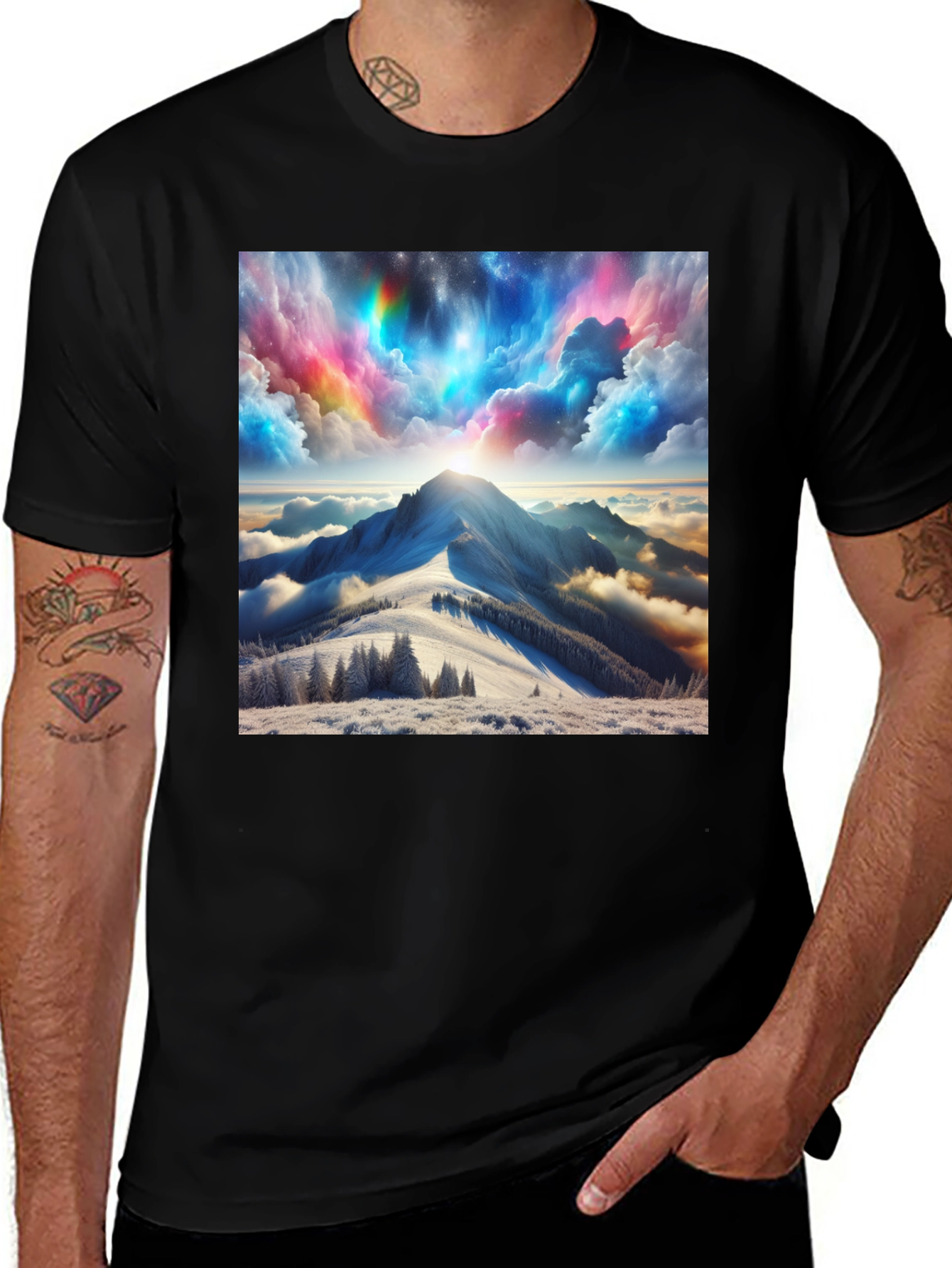 Variant 18 of Mountain View Graphic Tee - Stylish Black T-Shirt