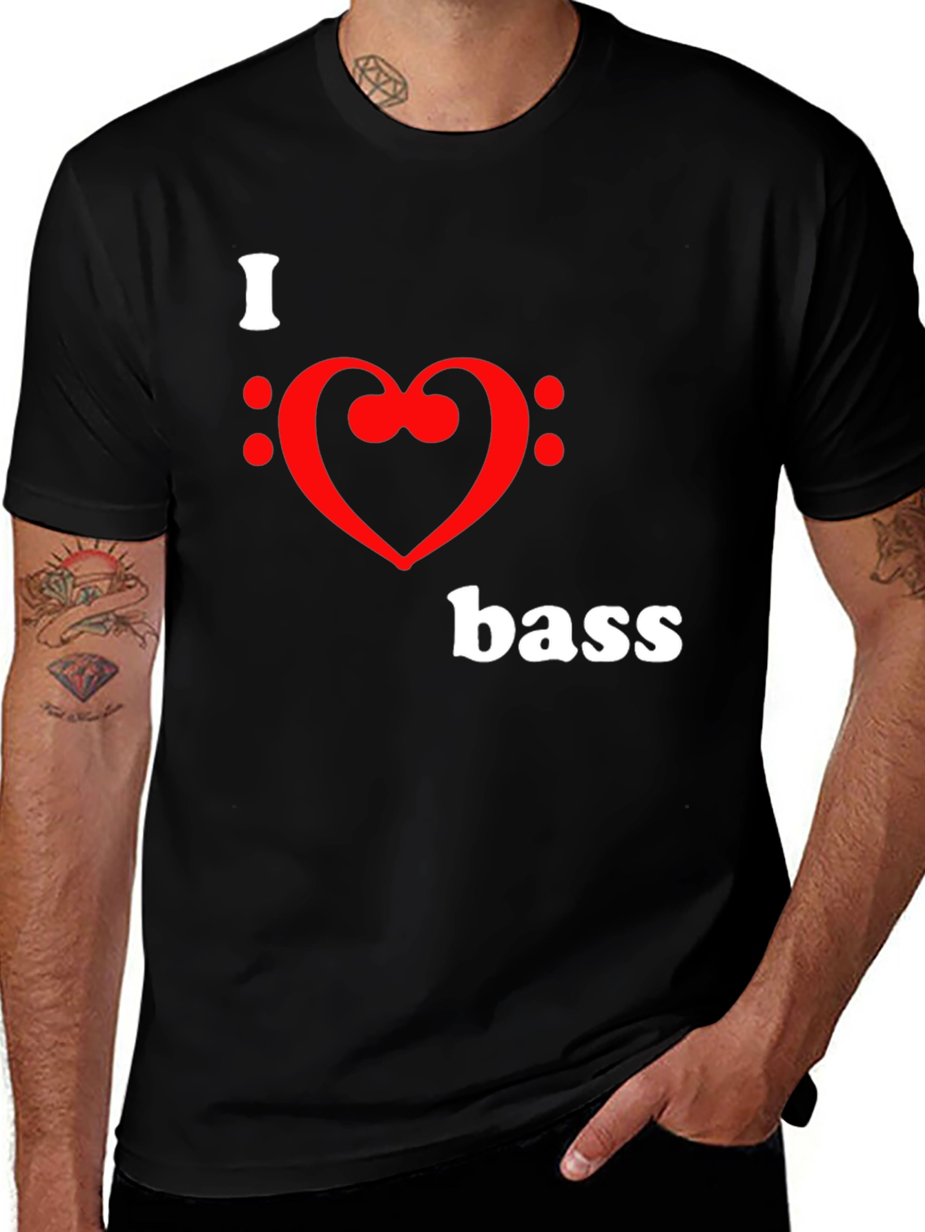 Variant 26 of I Heart Bass Black T-Shirt - Music Lover Tee