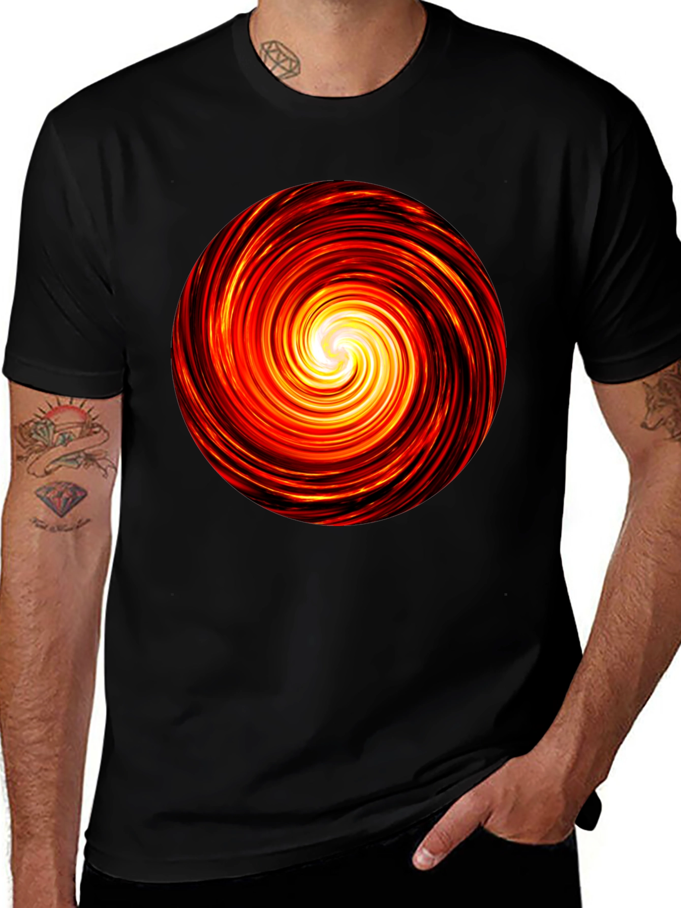 Fiery Vortex Black T-Shirt