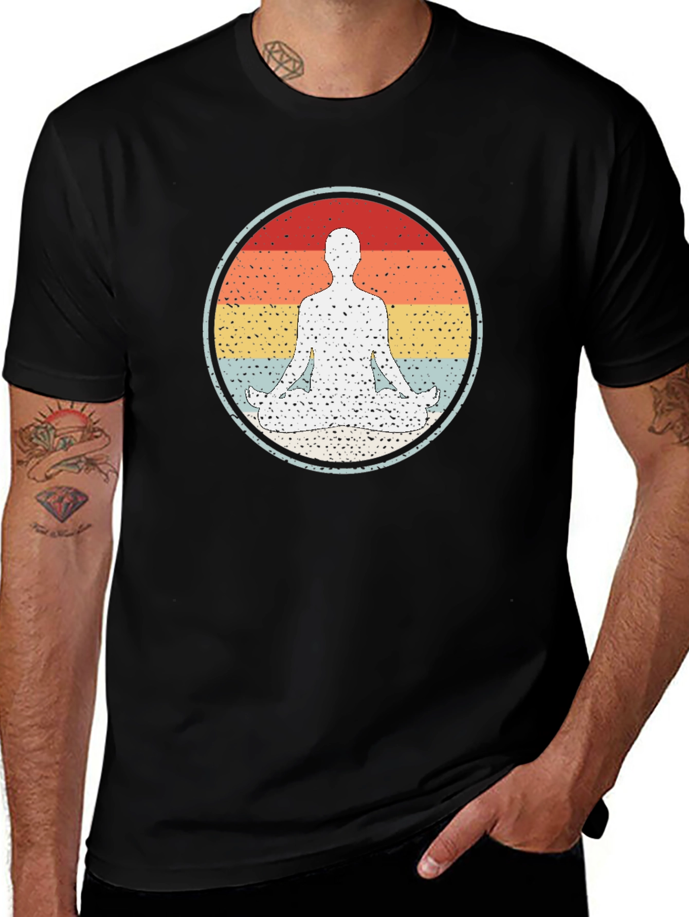 Variant 8 of Retro Yoga Pose Graphic Tee - Meditate in Style