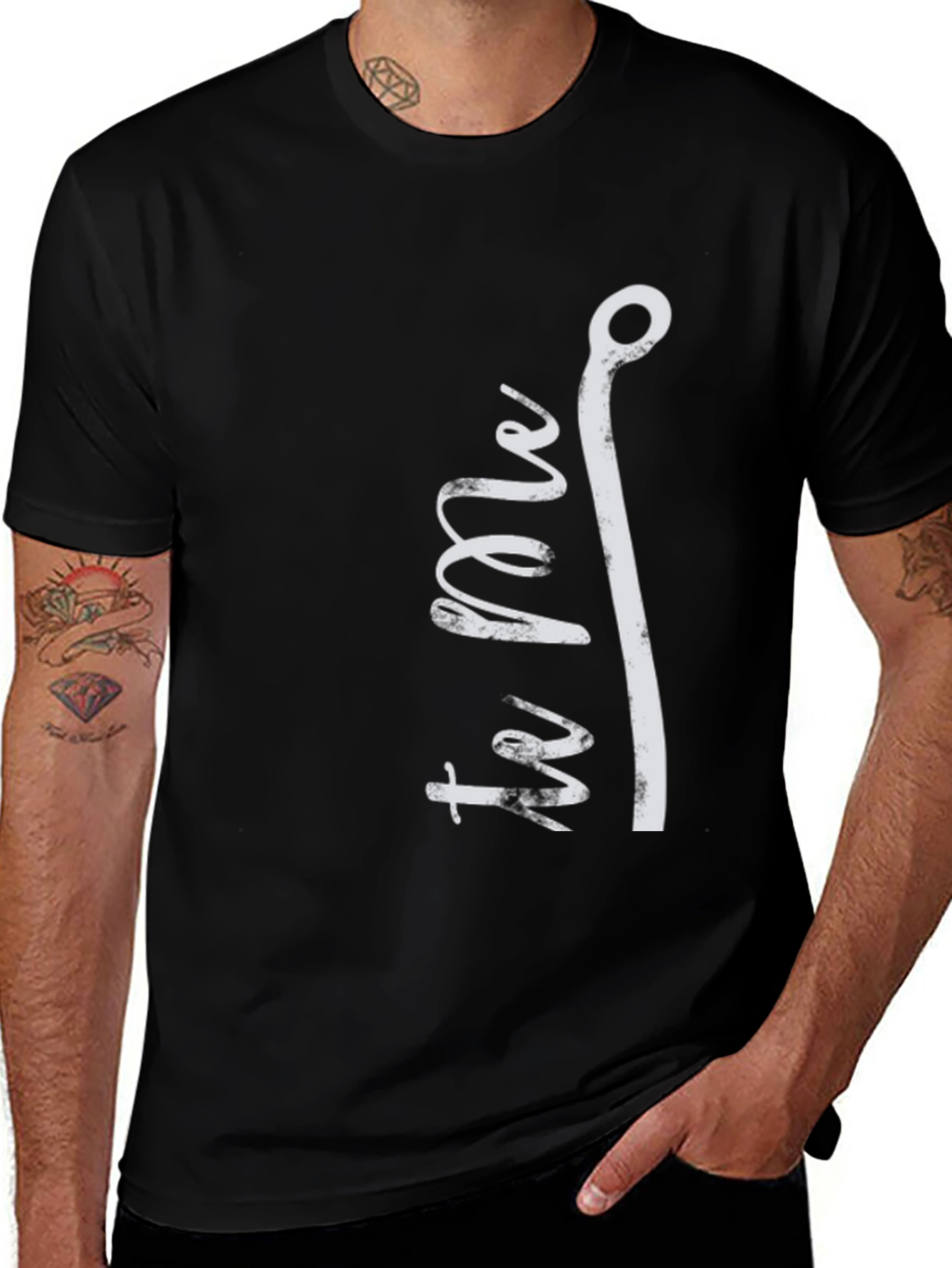 Variant 29 of Tie Me Up Fishing Hook Graphic Tee - Black