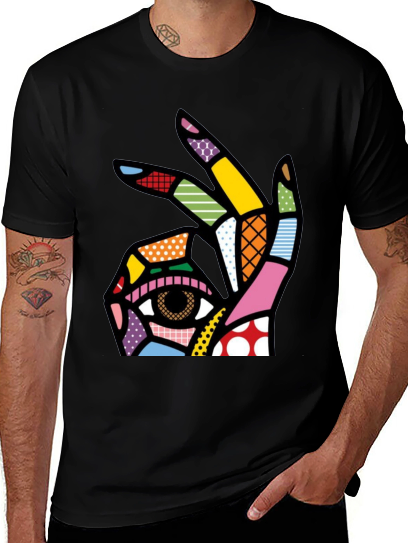 Variant 3 of Abstract Hand & Eye Graphic Tee - Modern Art Shirt