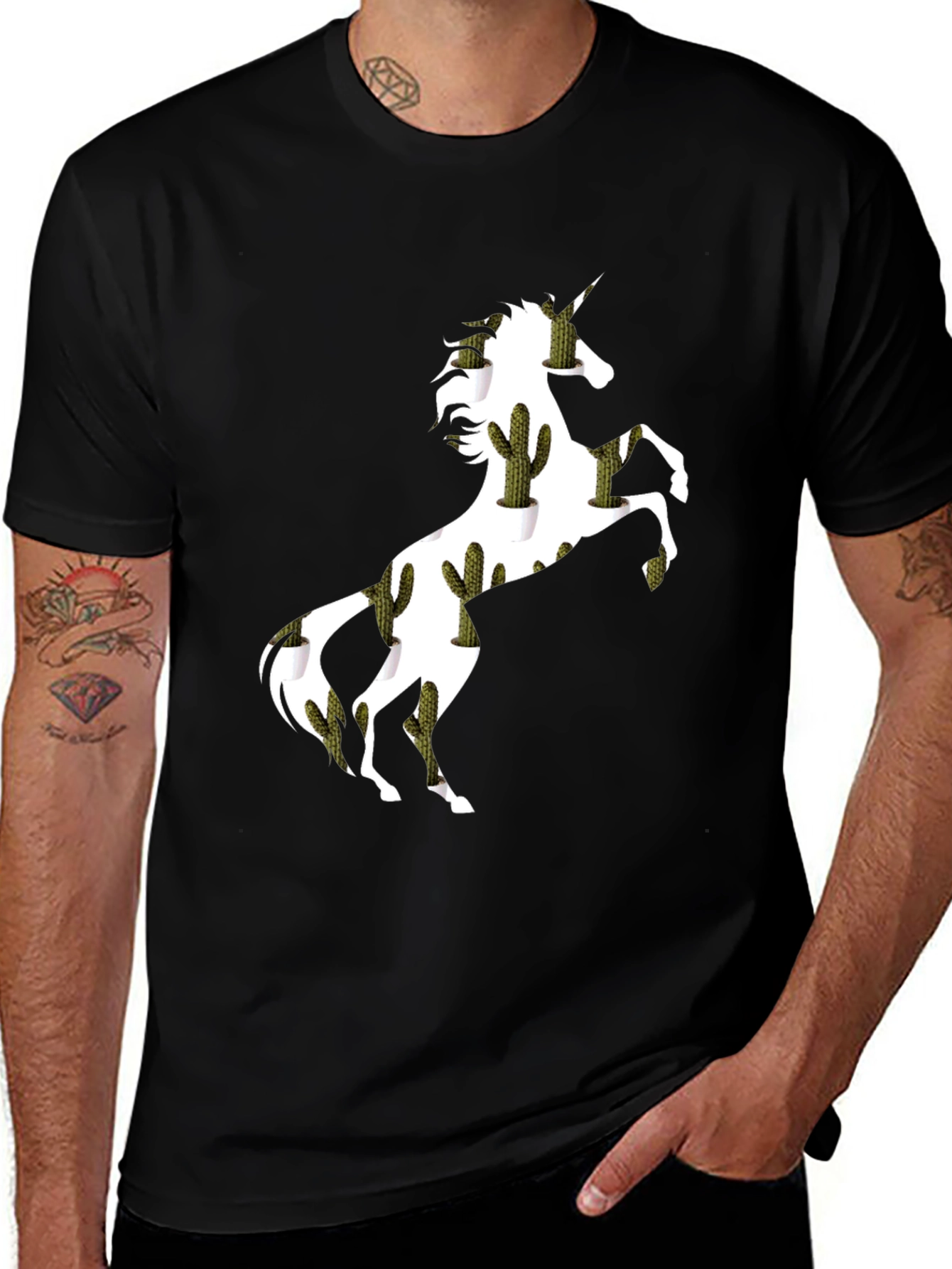 Variant 3 of Unicorn Cactus Graphic Tee - Men's Novelty T-Shirt