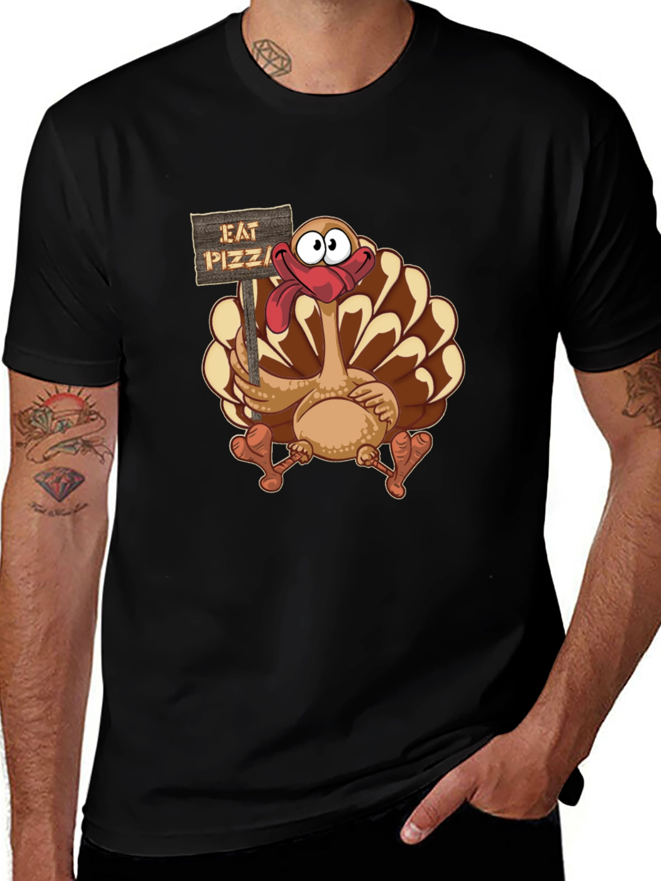 Variant 26 of Funny Turkey "Eat Pizza" Thanksgiving T-Shirt