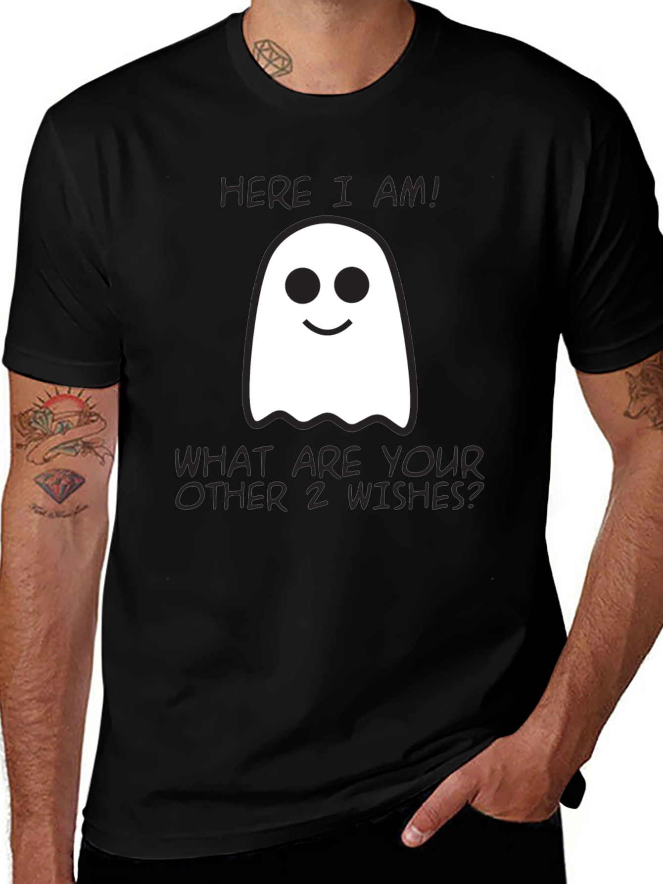 Variant 20 of Funny Ghost T-Shirt: Three Wishes Halloween Tee