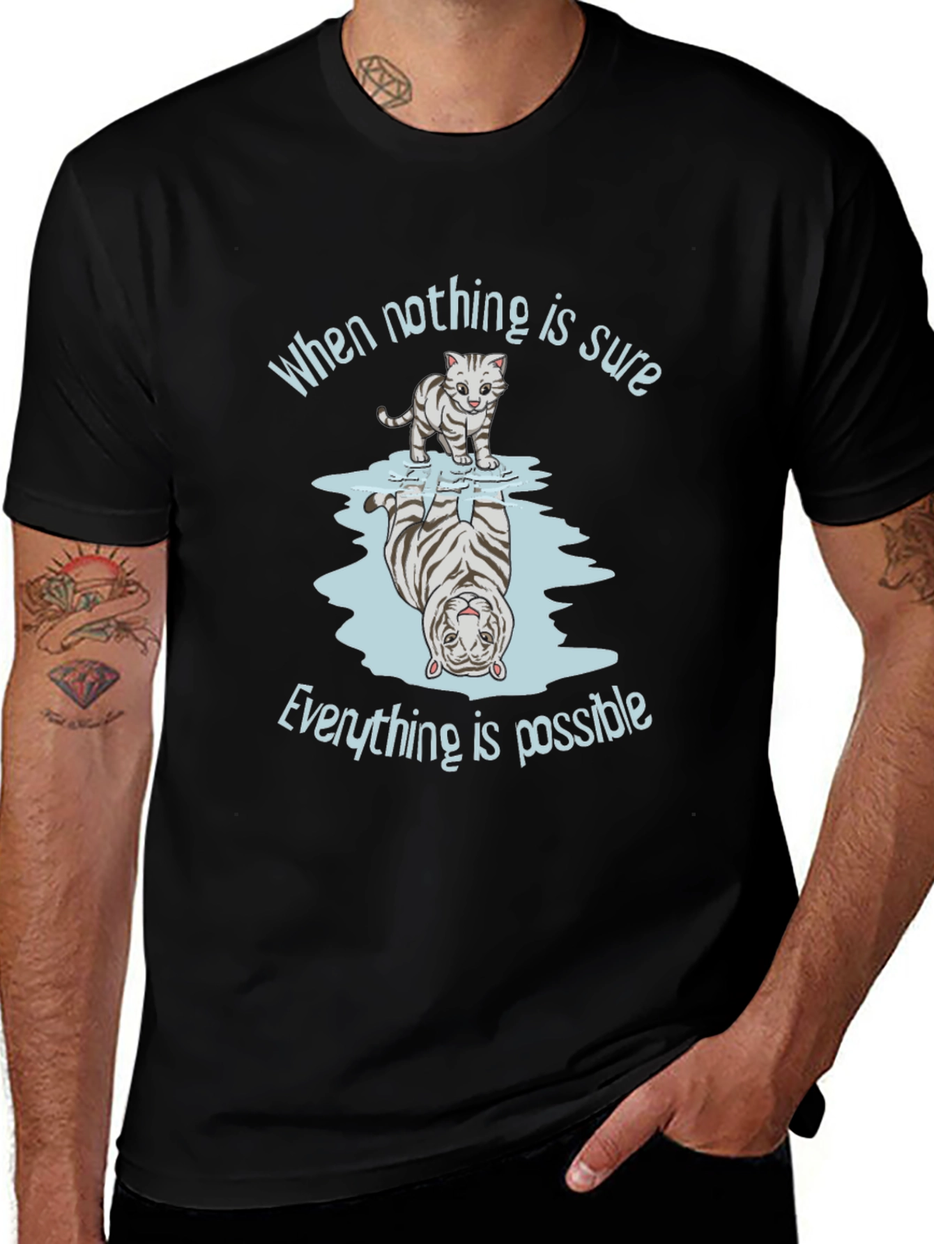 Variant 22 of Cat Reflection Graphic Tee - When Nothing is Sure