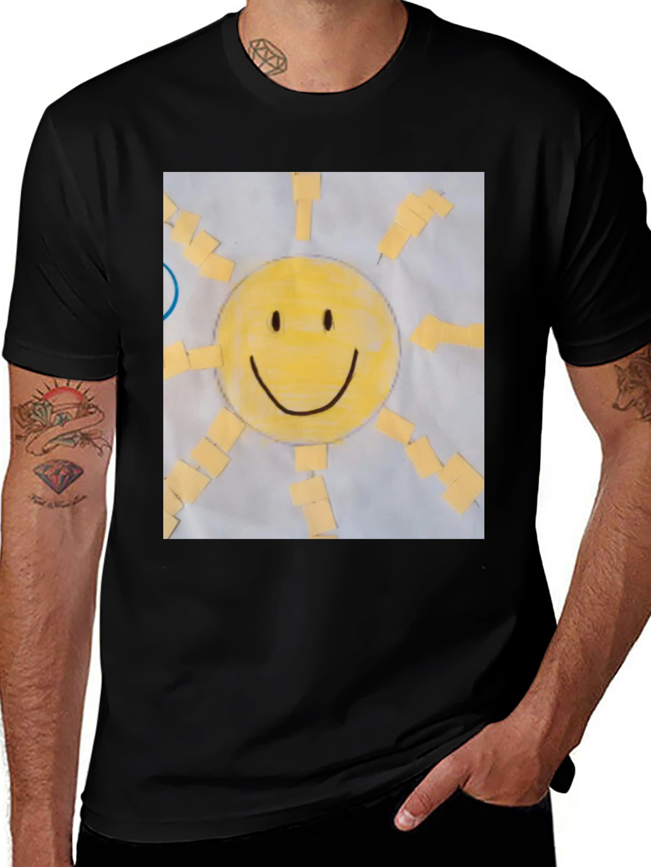 Variant 15 of Smiley Face Sun Graphic Tee - Cheerful Black T-Shirt