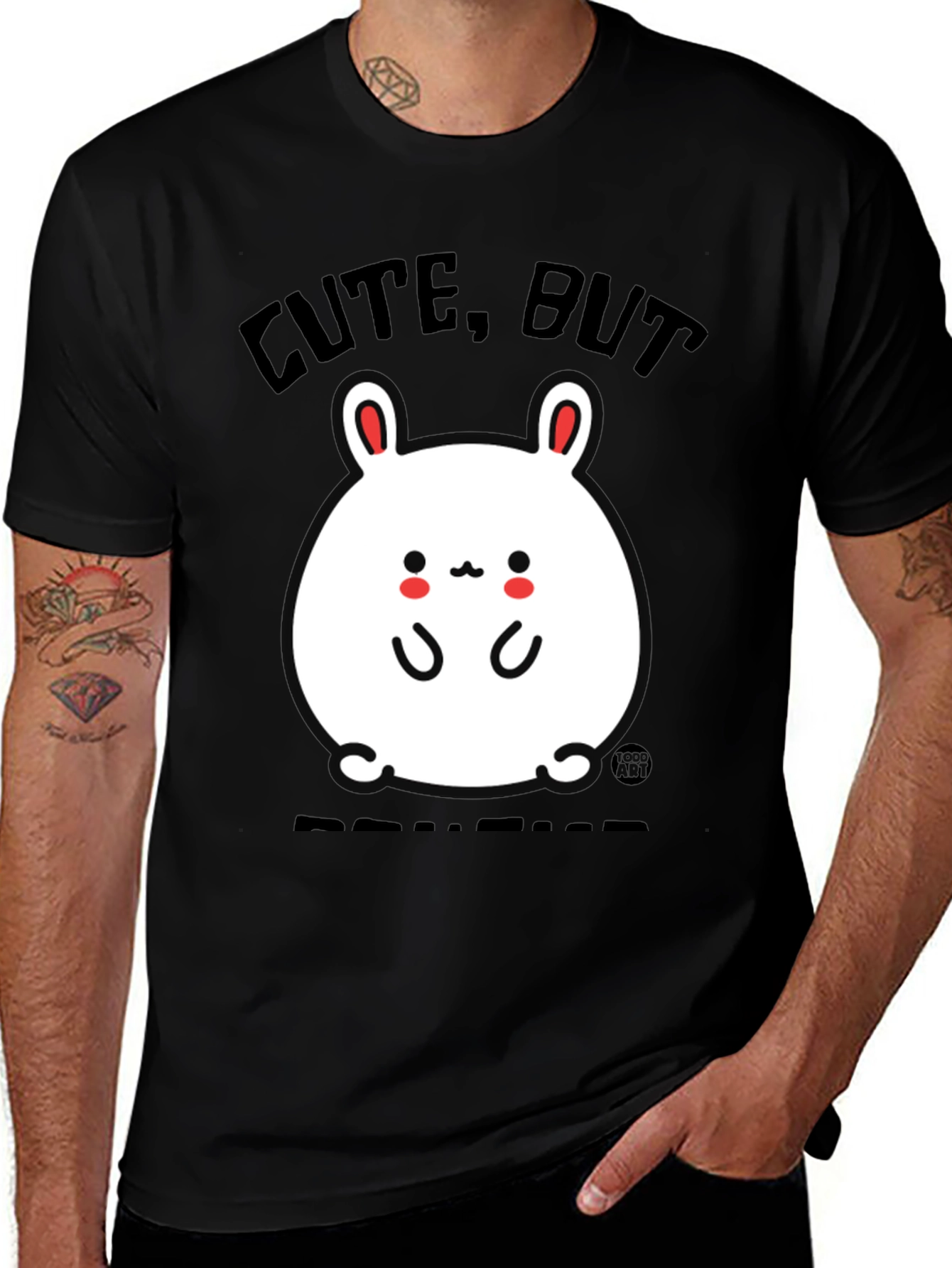 Variant 18 of Cute But Deadly Bunny Graphic Tee - Black
