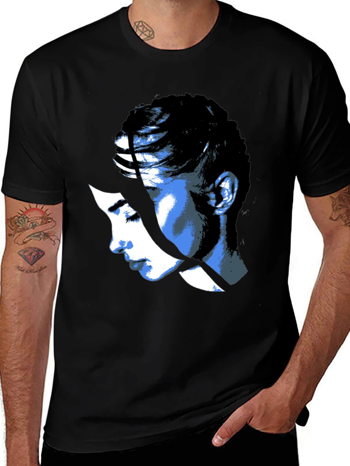 Variant 25 of Abstract Face Graphic Print Black T-Shirt