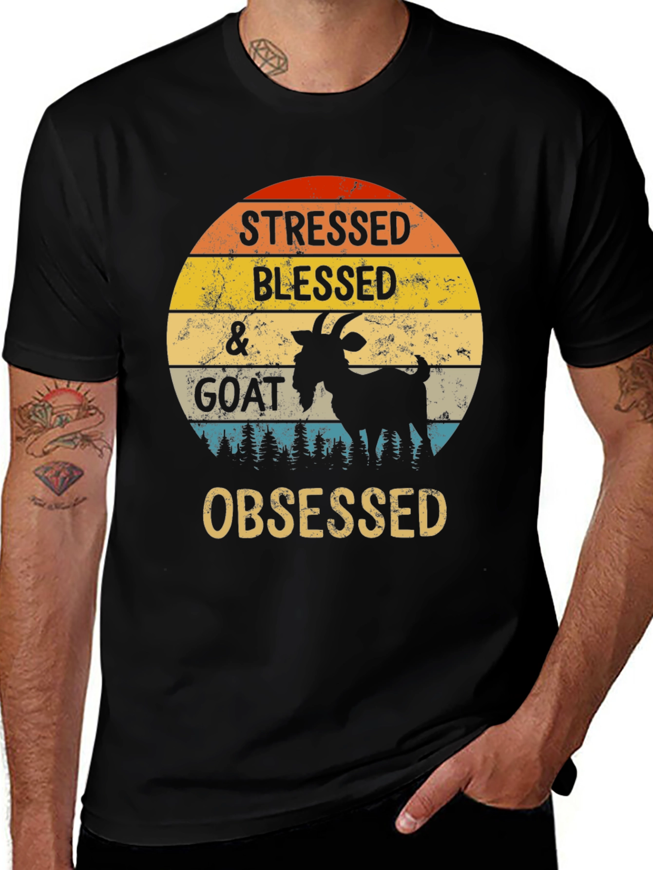 Variant 17 of Stressed Blessed & Goat Obsessed T-Shirt