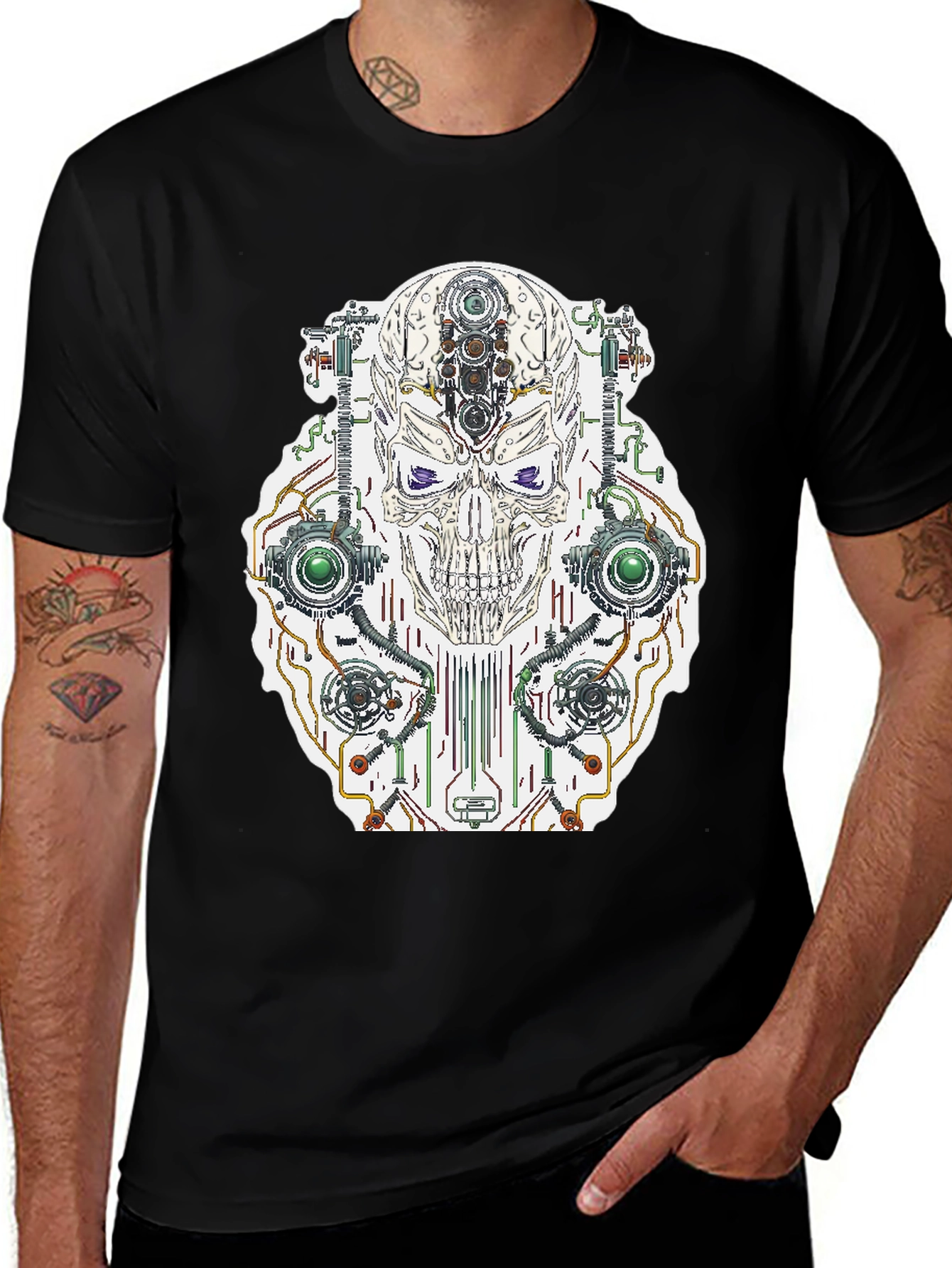 Variant 24 of Cyberpunk Skull Graphic Tee - Cool Sci-Fi Shirt