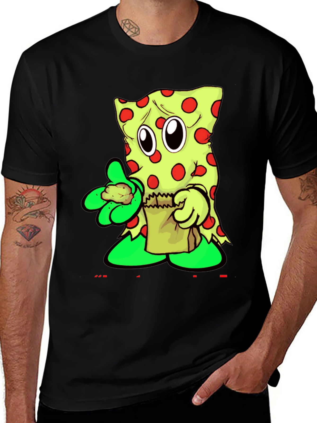 Variant 2 of Funny Cartoon Pizza Slice Graphic T-Shirt