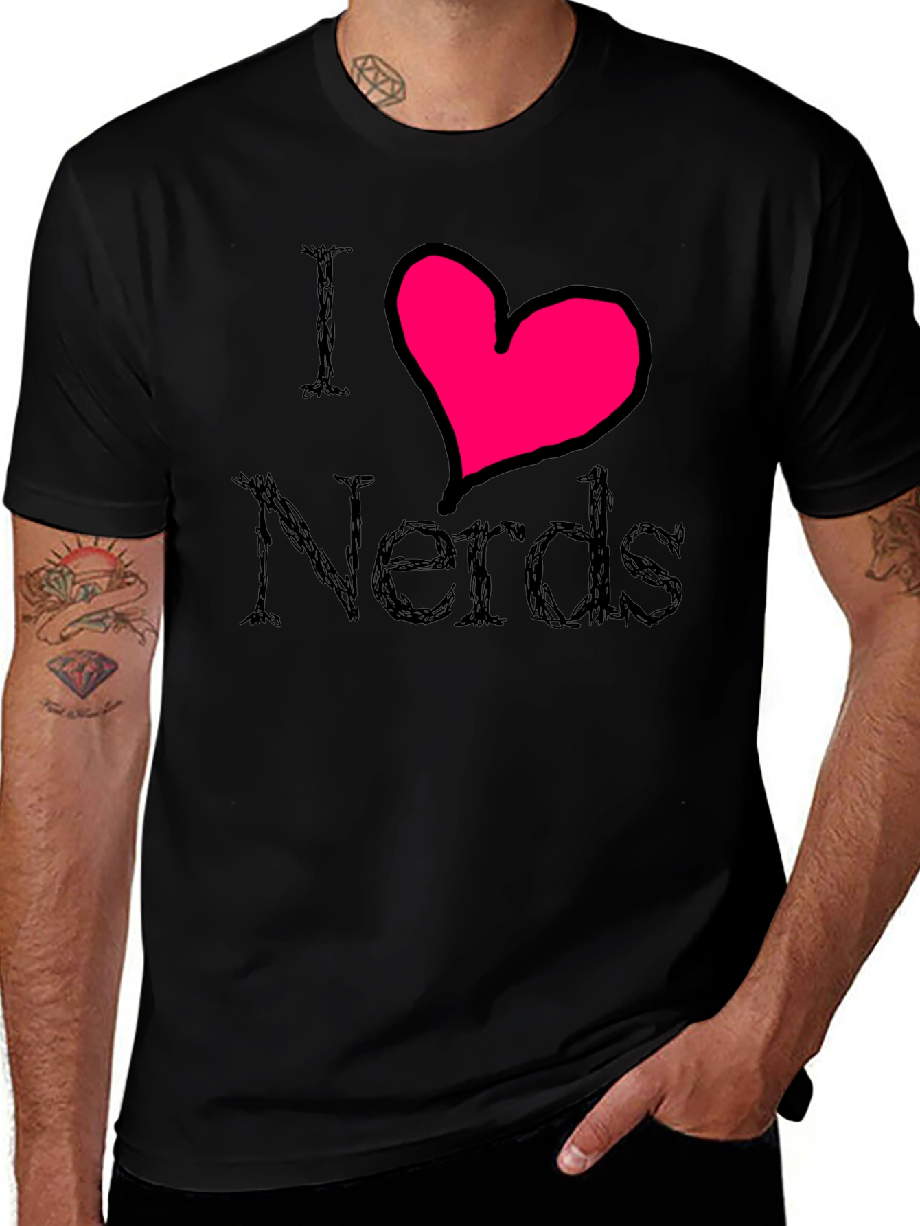 Variant 25 of I Heart Nerds Graphic Tee - Black