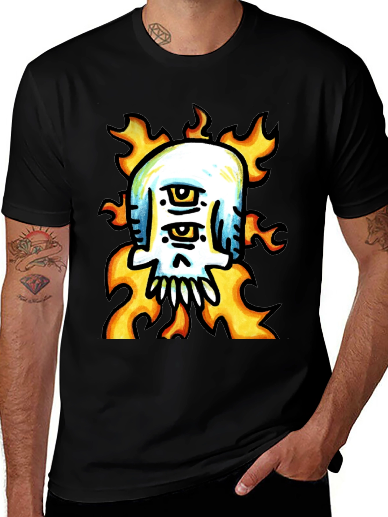 Variant 7 of Fiery Skull Graphic Tee - Unique Design