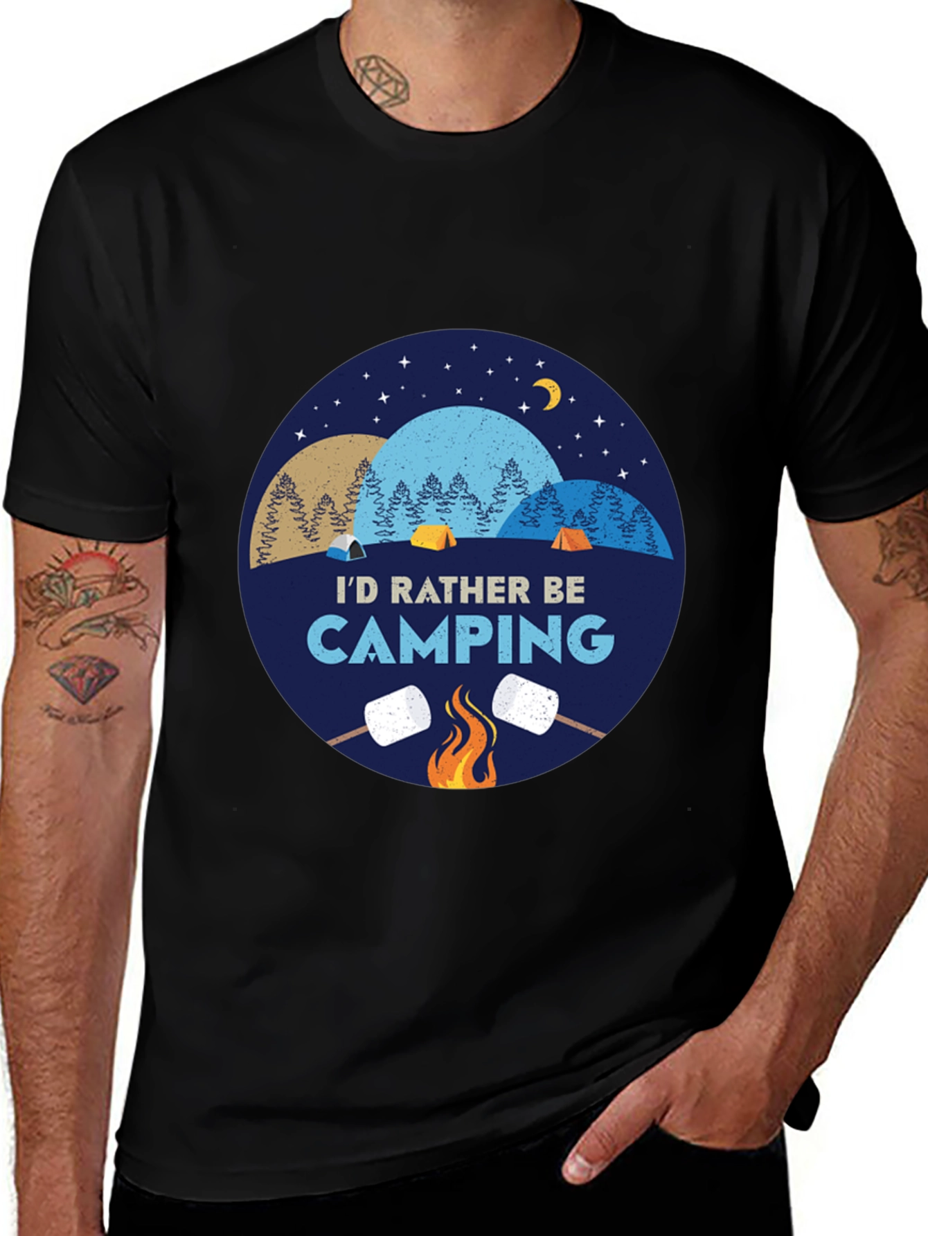 Variant 22 of Camping Graphic T-Shirt - Marshmallow Bonfire
