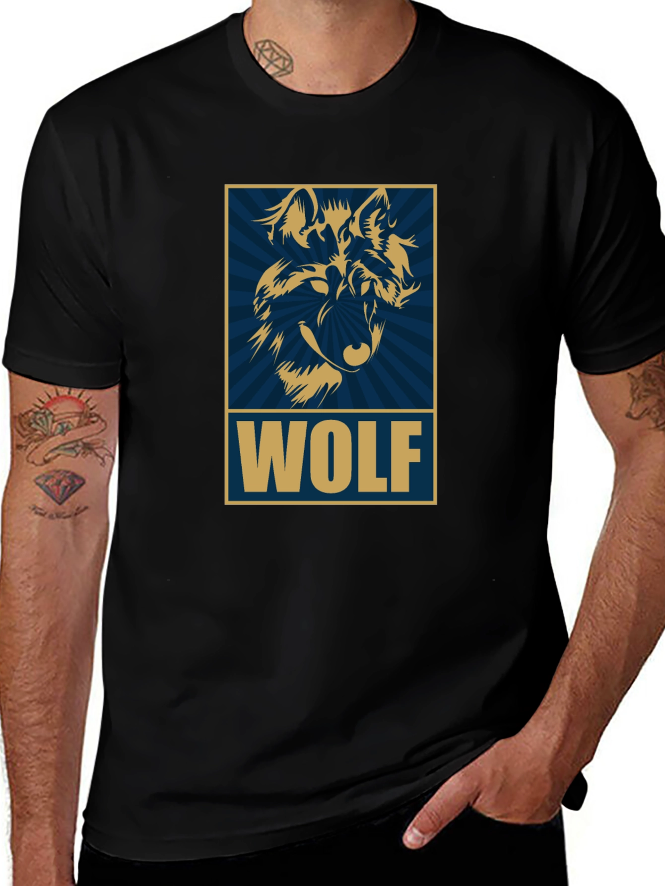 Variant 25 of Wolf Graphic Print T-Shirt - Black