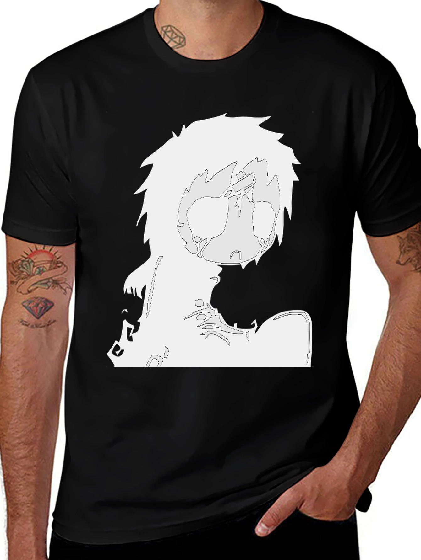 Variant 20 of Stylized Graphic Print Black T-Shirt