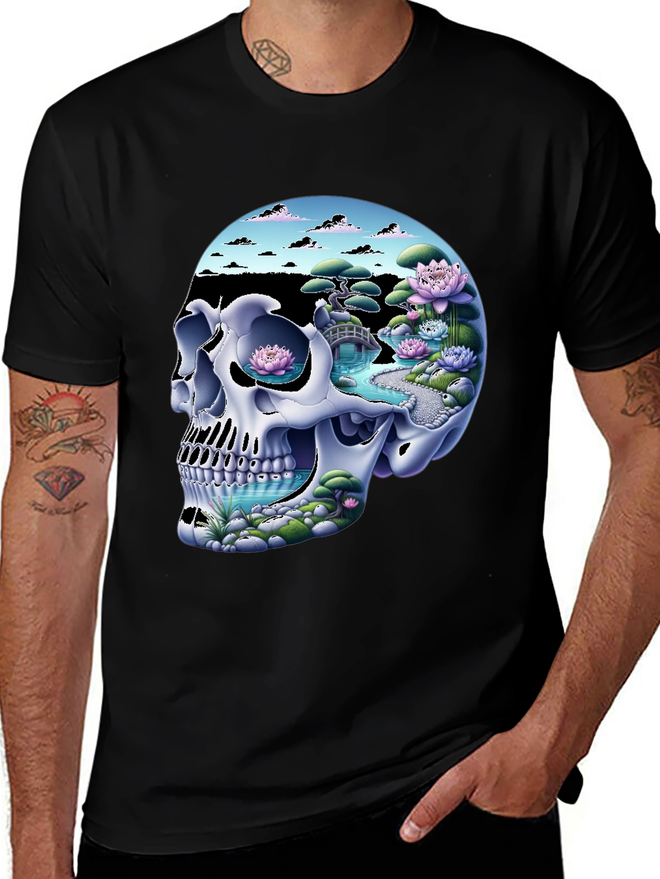 Variant 21 of Skull Zen Garden Graphic Tee