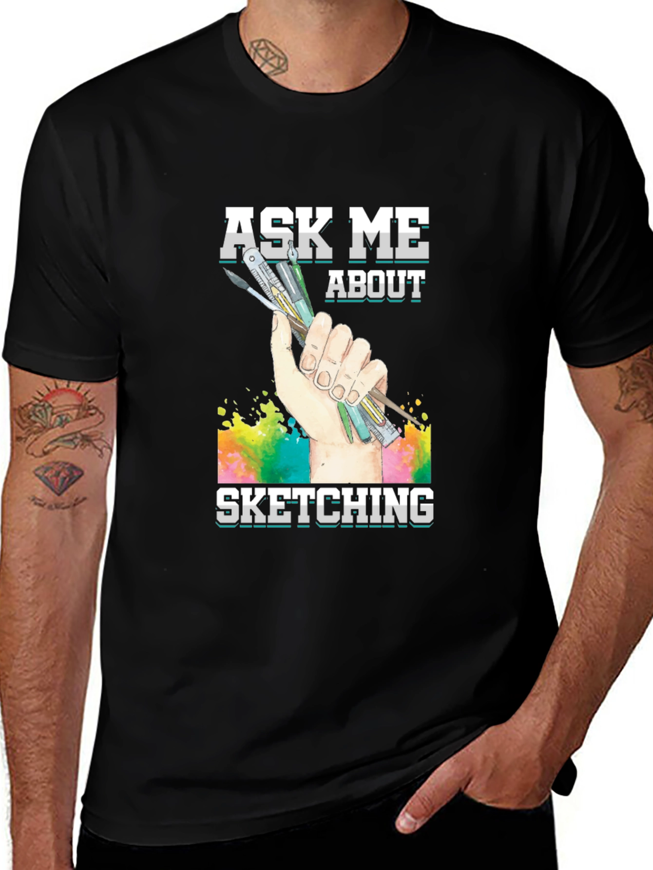 Variant 16 of Ask Me About Sketching Graphic T-Shirt