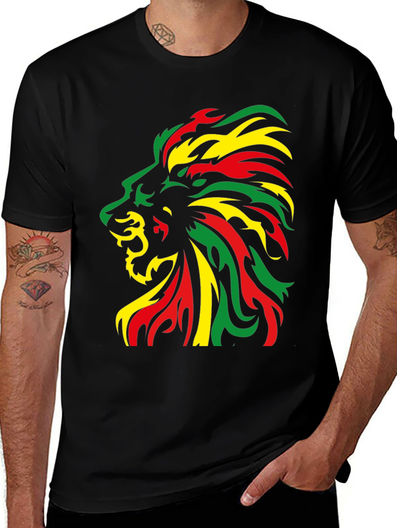 Variant 16 of Rasta Lion Black T-Shirt