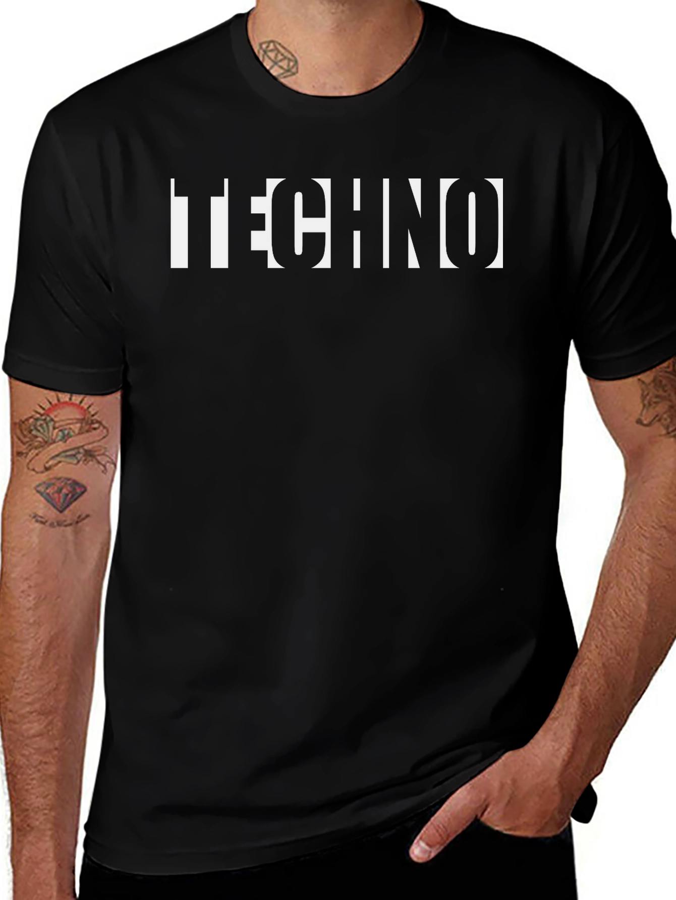 Variant 10 of Techno T-Shirt - Black Graphic Tee