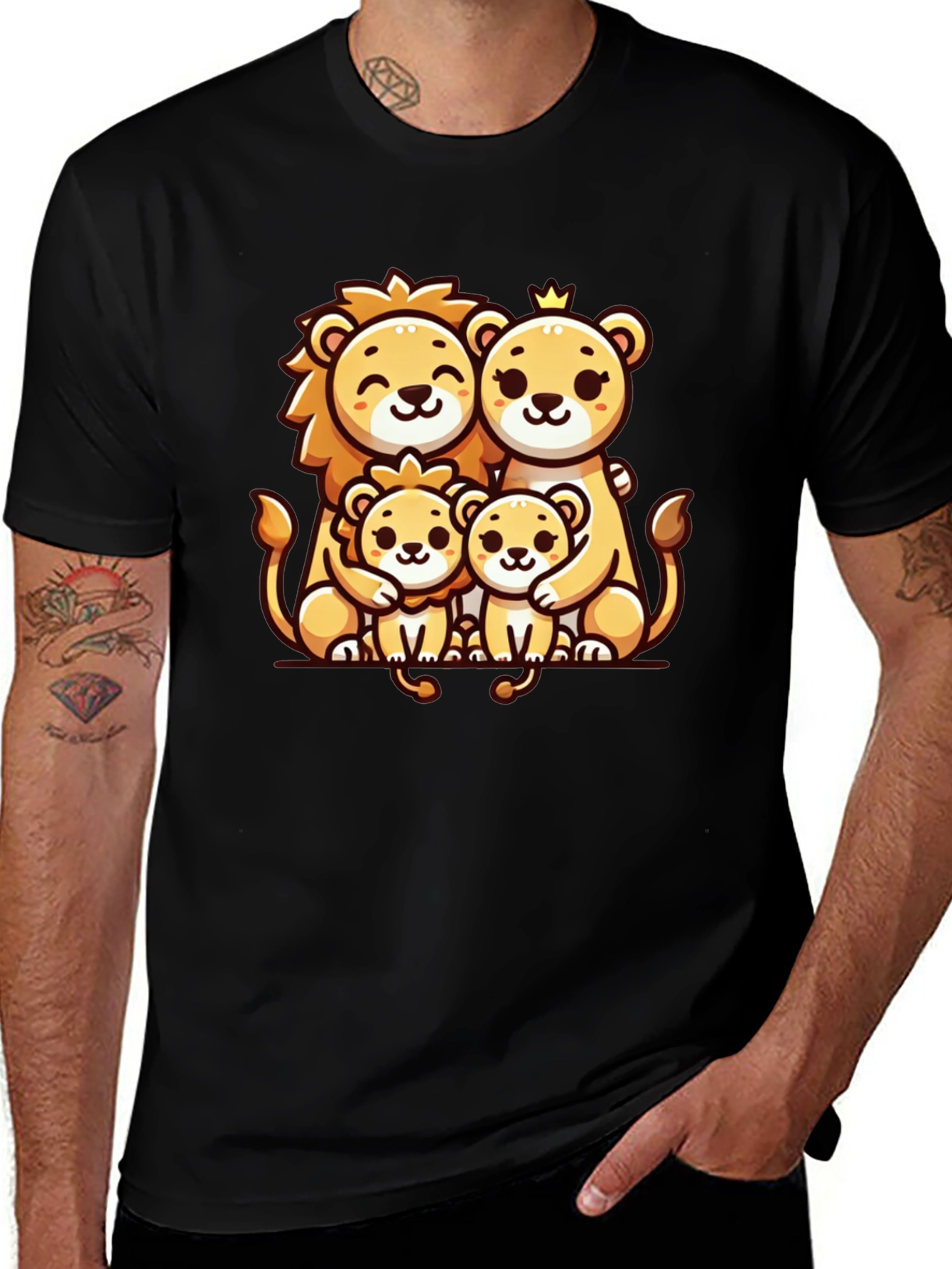 Variant 3 of Lion Family Graphic Tee - Cute Animal Print