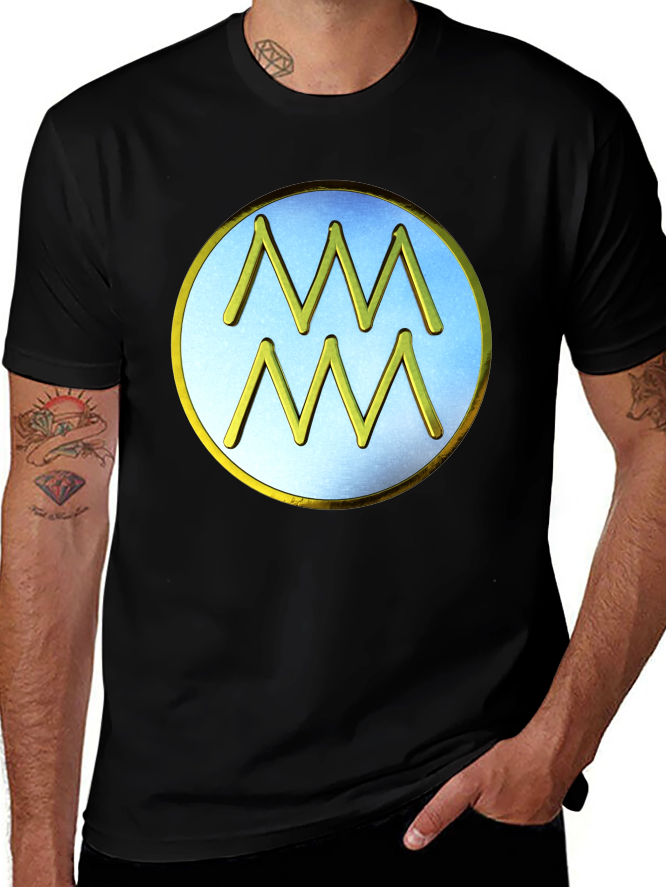 Aquarius Zodiac Sign T-Shirt - Black