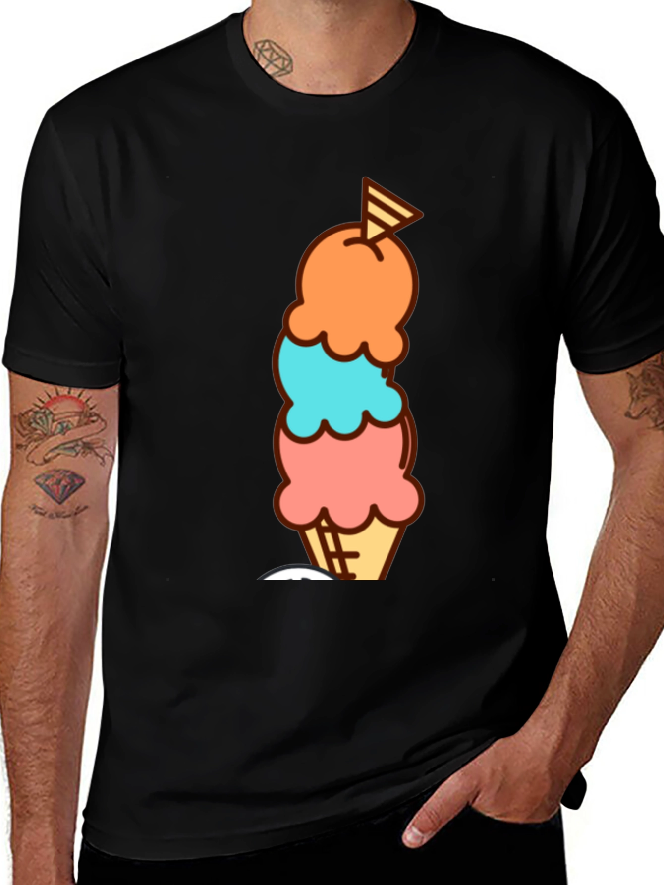 Variant 23 of Fun Ice Cream Graphic T-Shirt - Black