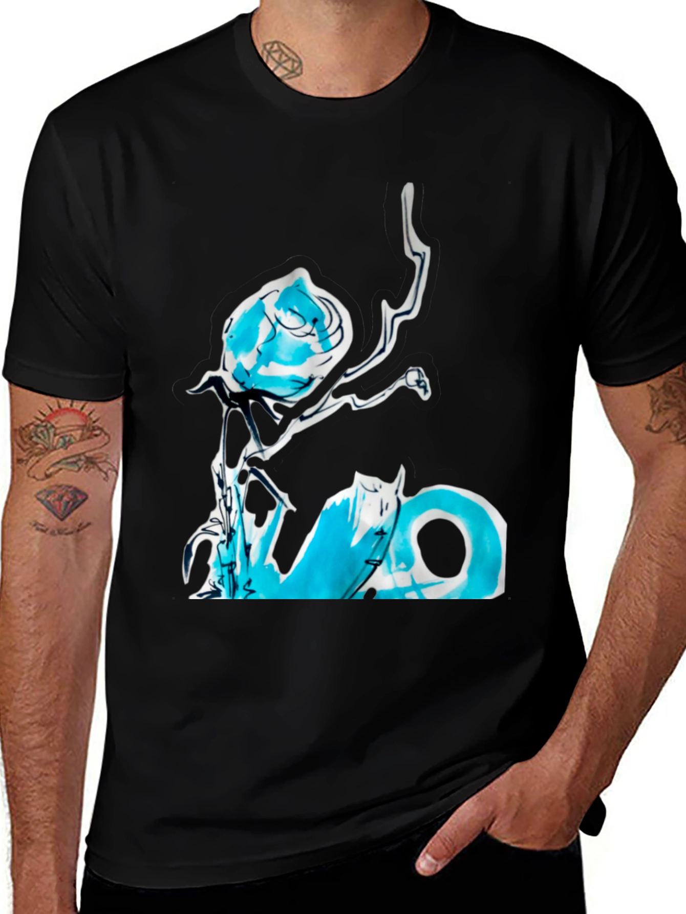 Variant 29 of Abstract Rose Graphic Tee - Black