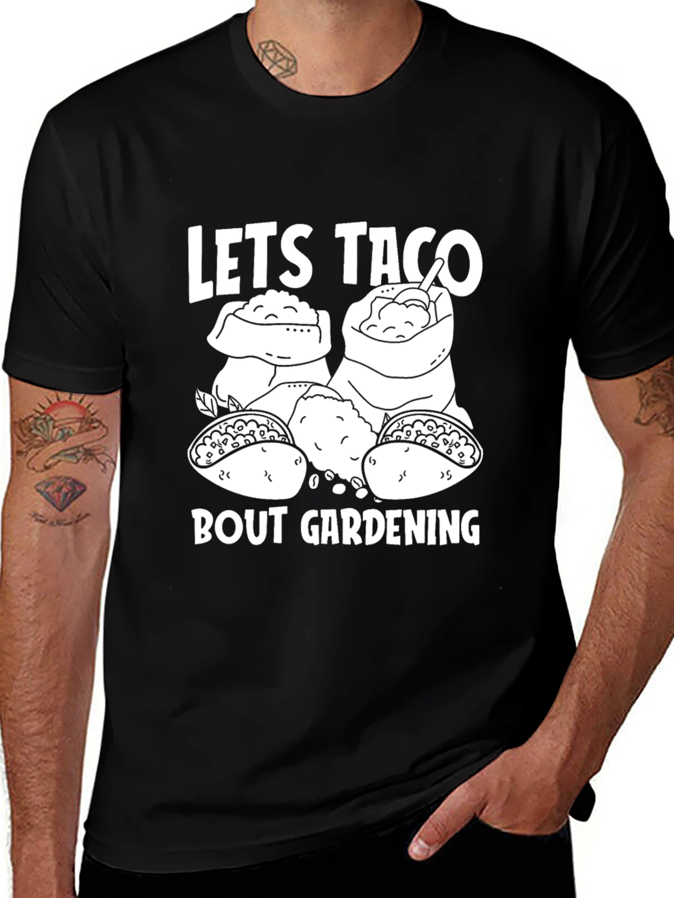 Black Let's Taco Bout Gardening T-Shirt main image
