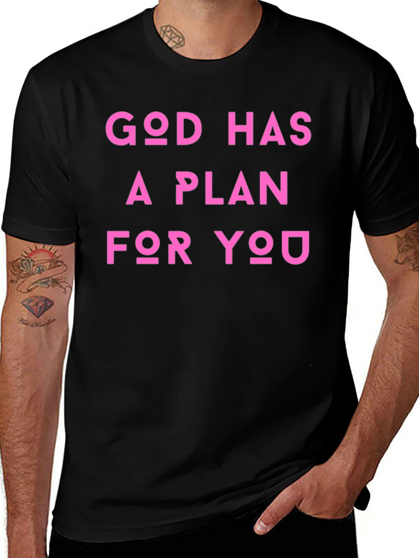 Variant 7 of God Has A Plan T-Shirt - Black