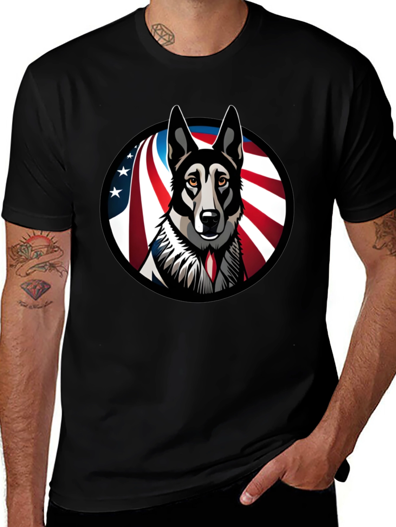 Variant 3 of Patriotic Dog Graphic T-Shirt