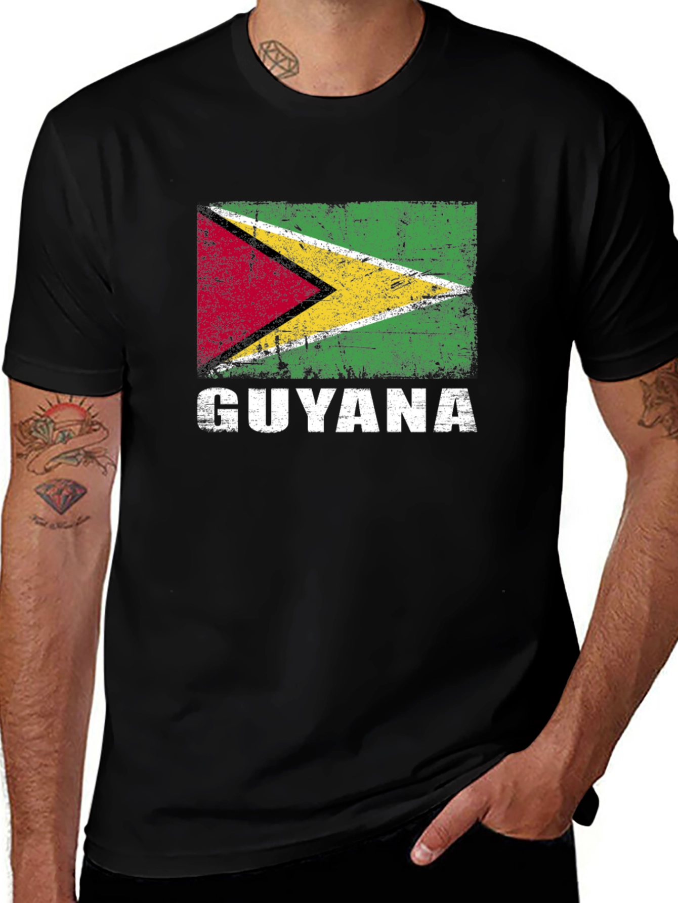 Guyana Flag T-Shirt - Distressed Graphic Tee