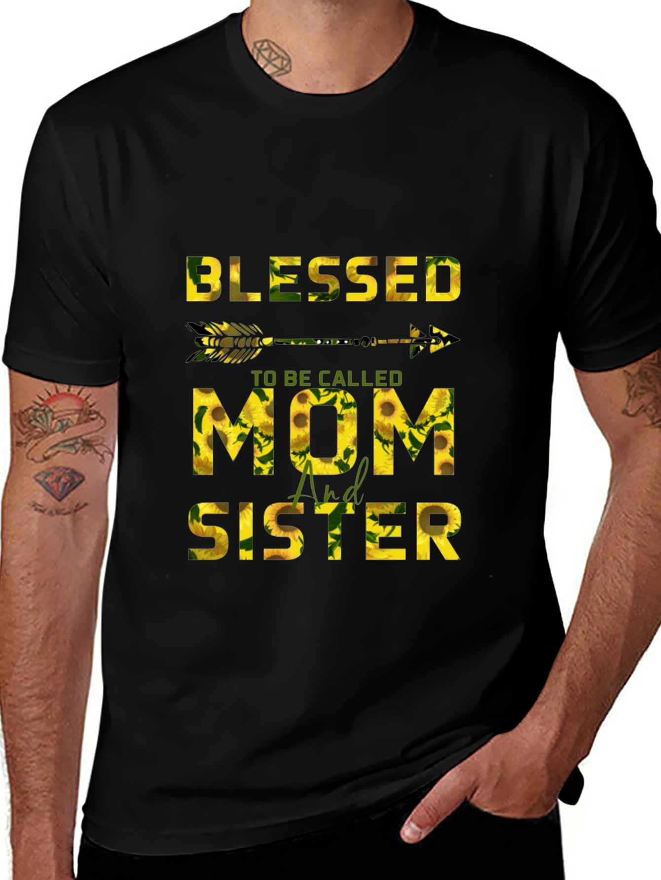 Variant 13 of Blessed Mom & Sister Sunflower Graphic Tee