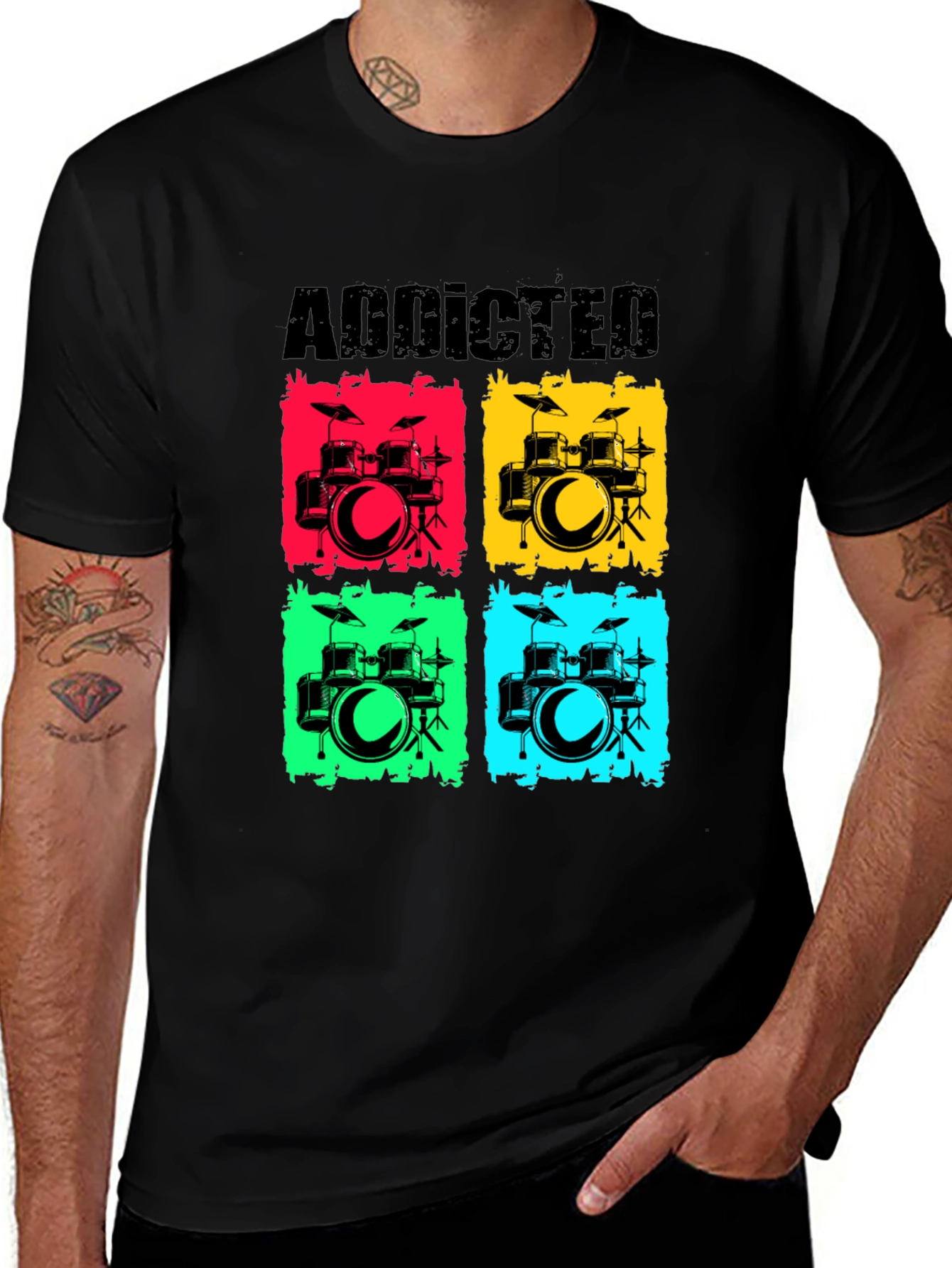 Variant 18 of Addicted Drums Graphic T-Shirt - Music Lover Tee