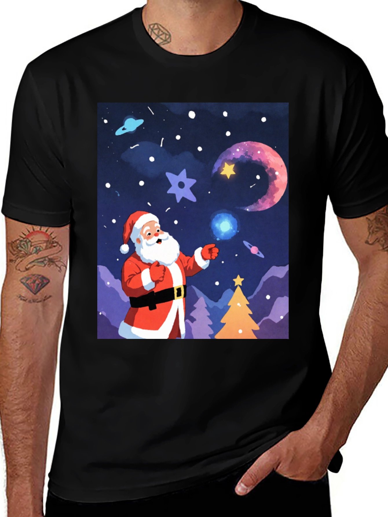 Variant 4 of Festive Santa Universe Graphic Tee